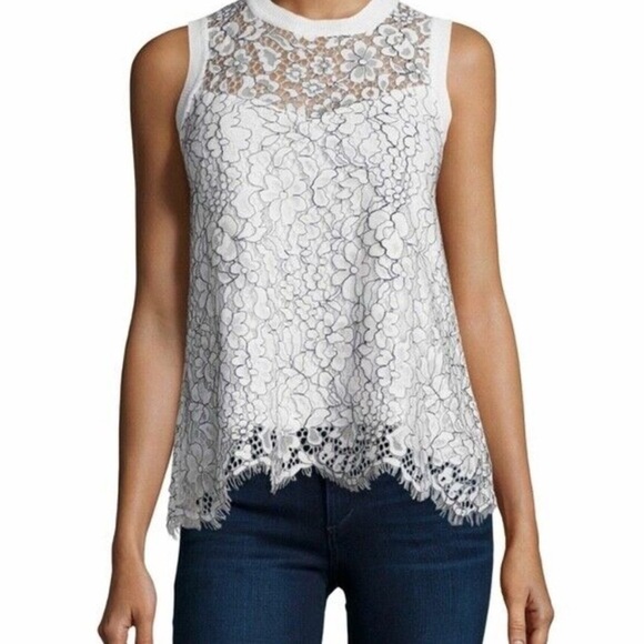 Generation Love White/Black Sleeveless Floral Lace Top Size M - Picture 1 of 10